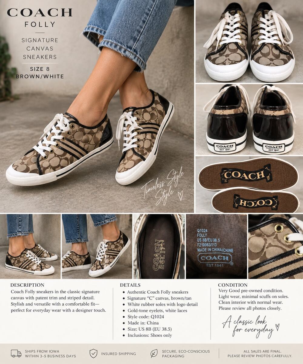 Coach Folly Q1024 Signature C Sneakers Brown 8B Y2K